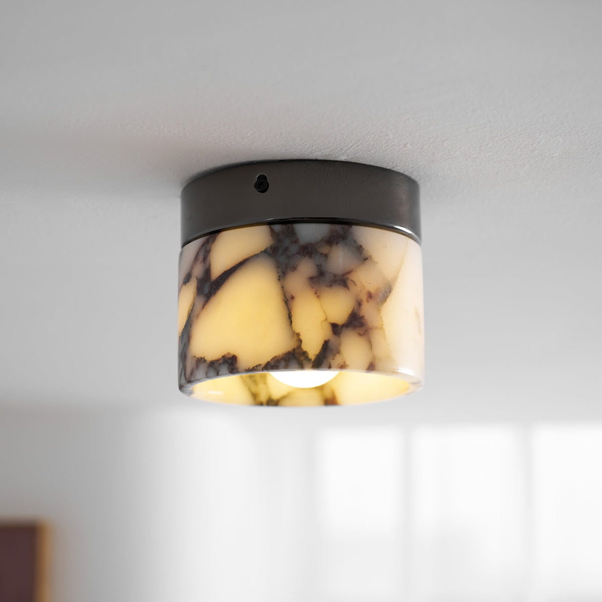 Ivinir Round Marble Ceiling Lamp Compact Flush Mount