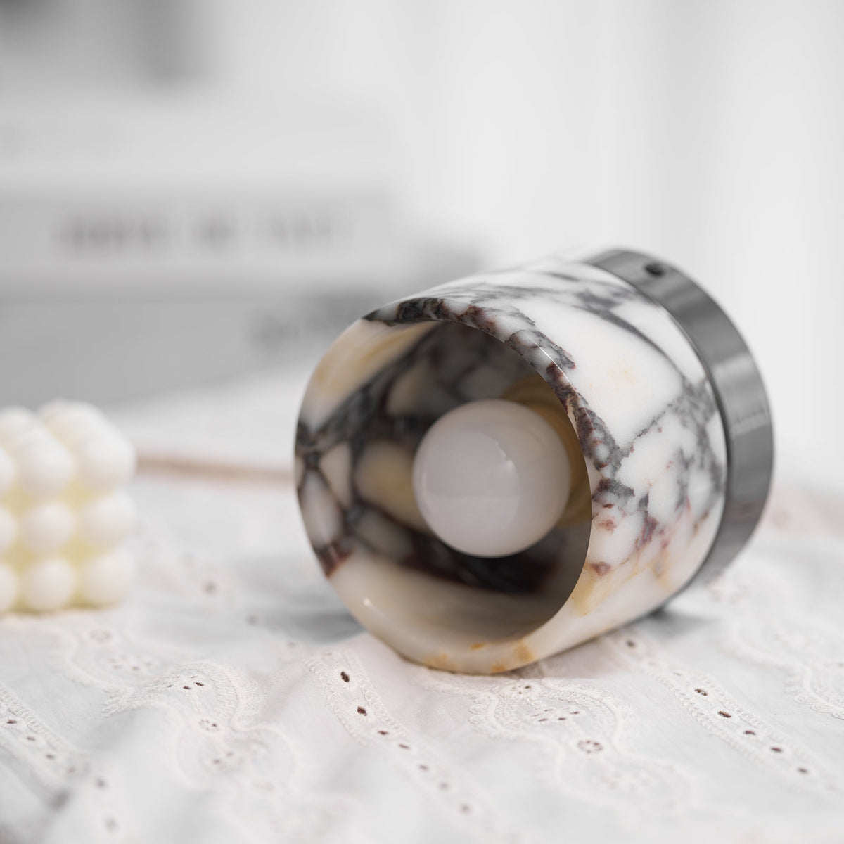 Ivinir Round Marble Ceiling Lamp Compact Flush Mount