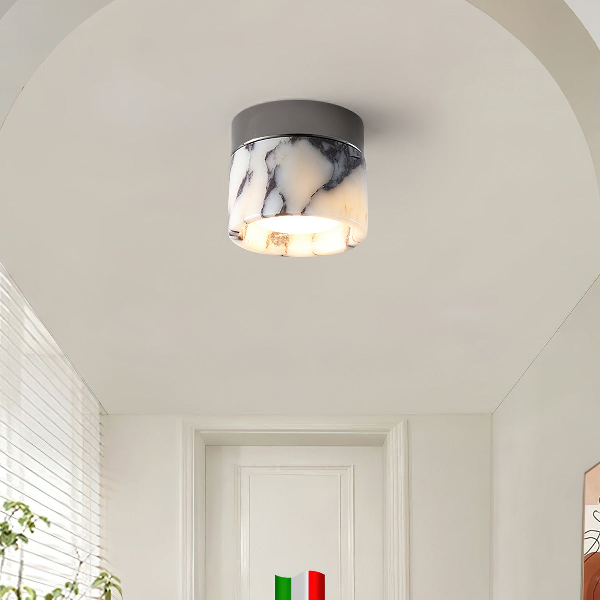 Ivinir Round Marble Ceiling Lamp Compact Flush Mount