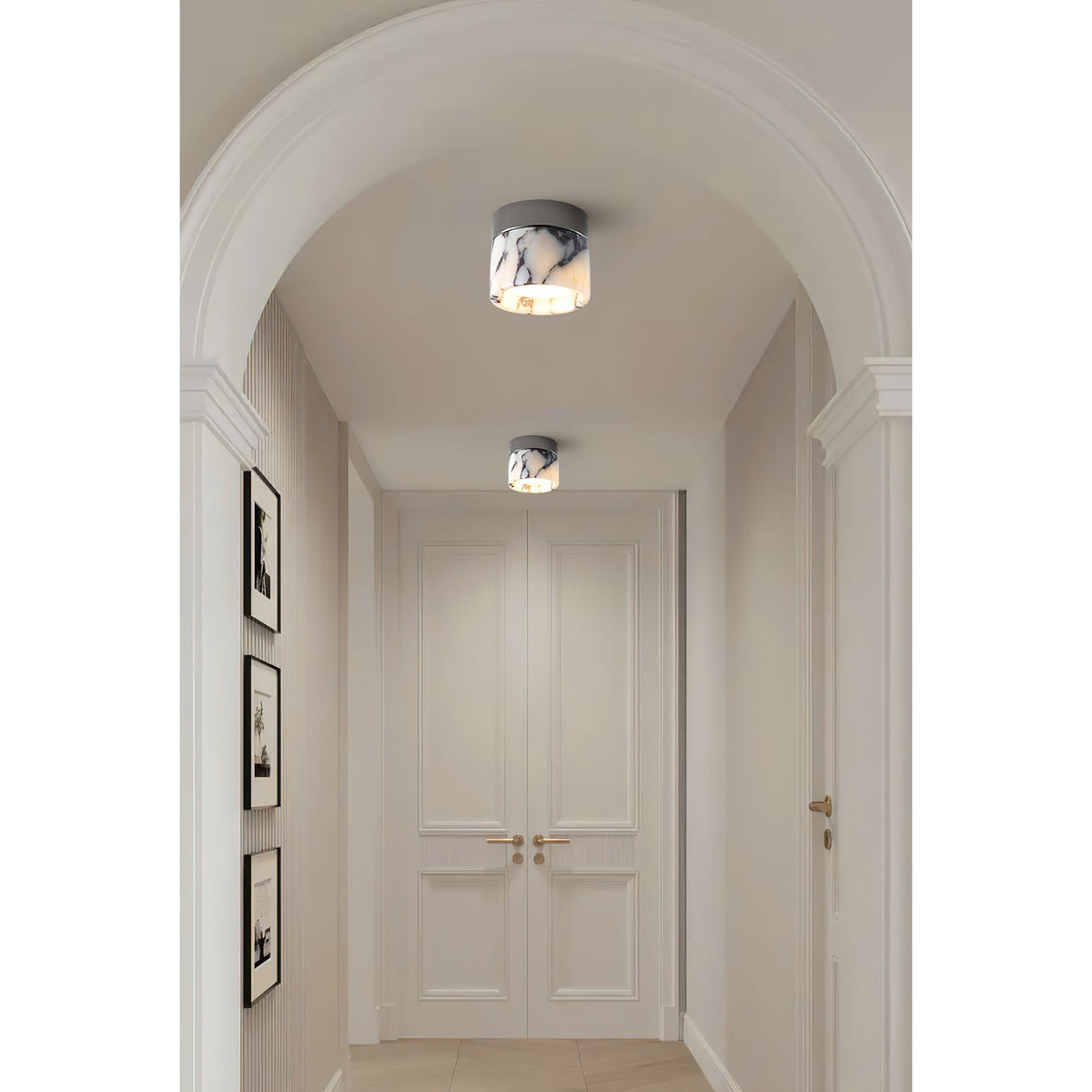 Ivinir Round Marble Ceiling Lamp Compact Flush Mount