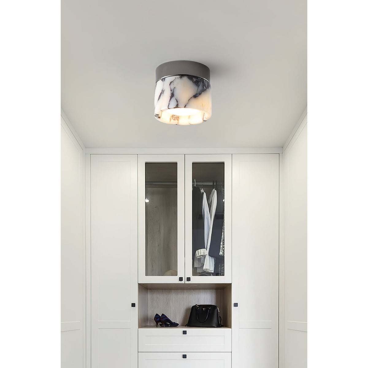 Ivinir Round Marble Ceiling Lamp Compact Flush Mount