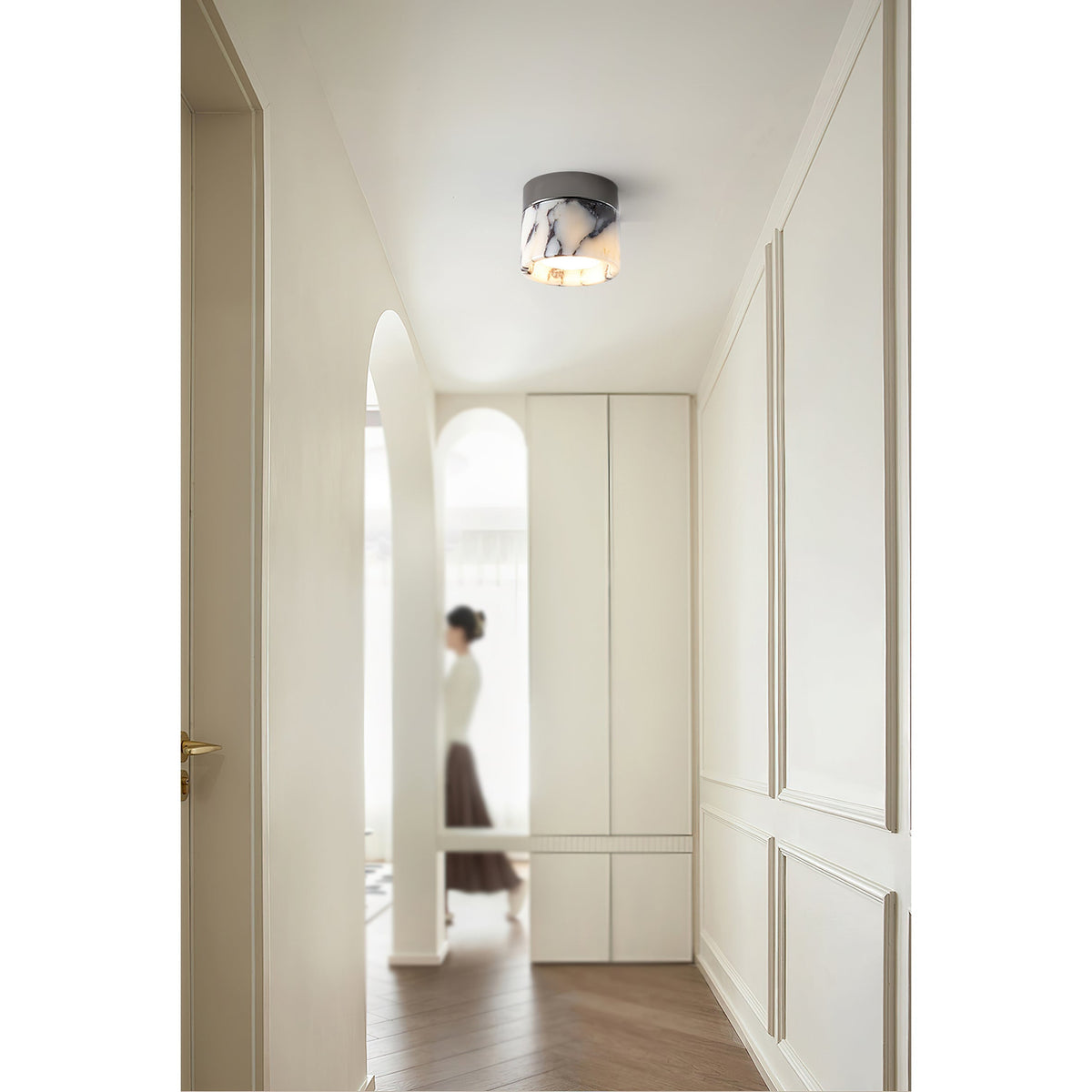 Ivinir Round Marble Ceiling Lamp Compact Flush Mount